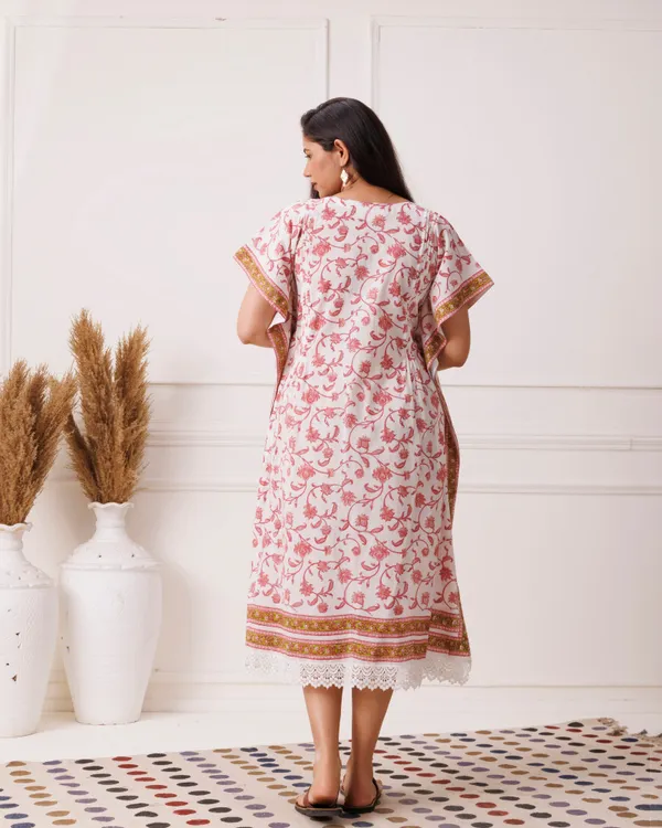White_Rose_Floral_Handblock_Printed_Cotton_Kaftan